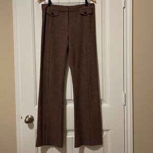 DEREK LAM 10 CROSBY BROWN STITCHED CREASE FLARE TROUSER SIZE 10